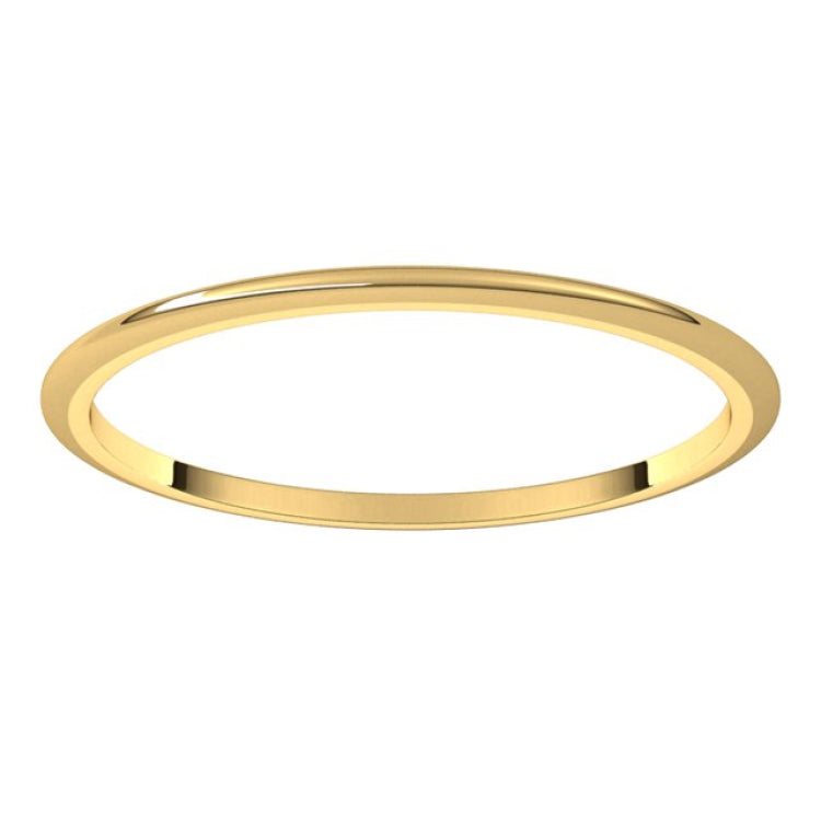 10K Yellow Gold 1 mm Half Round Band Size 6.5