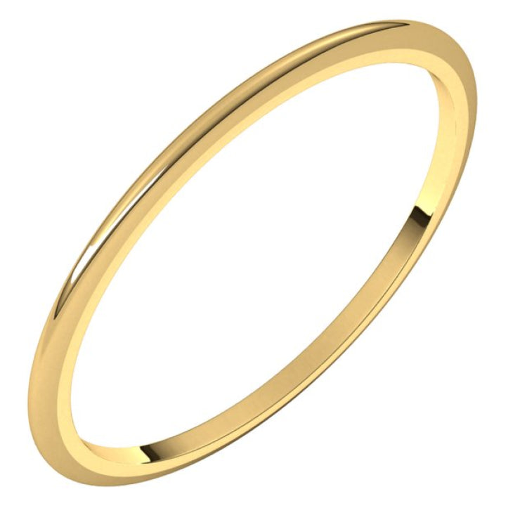 10K Yellow Gold 1 mm Half Round Band Size 6