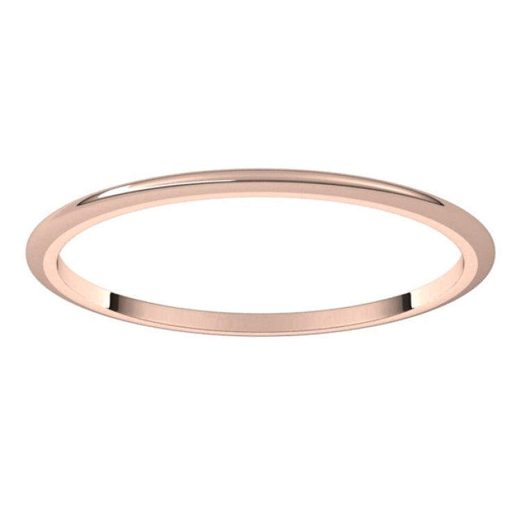 14K Rose Gold 1 mm Half Round Band Size 6.5