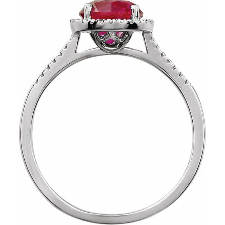 Sterling Silver Lab-Grown Ruby & .01 CTW Natural Diamond Ring