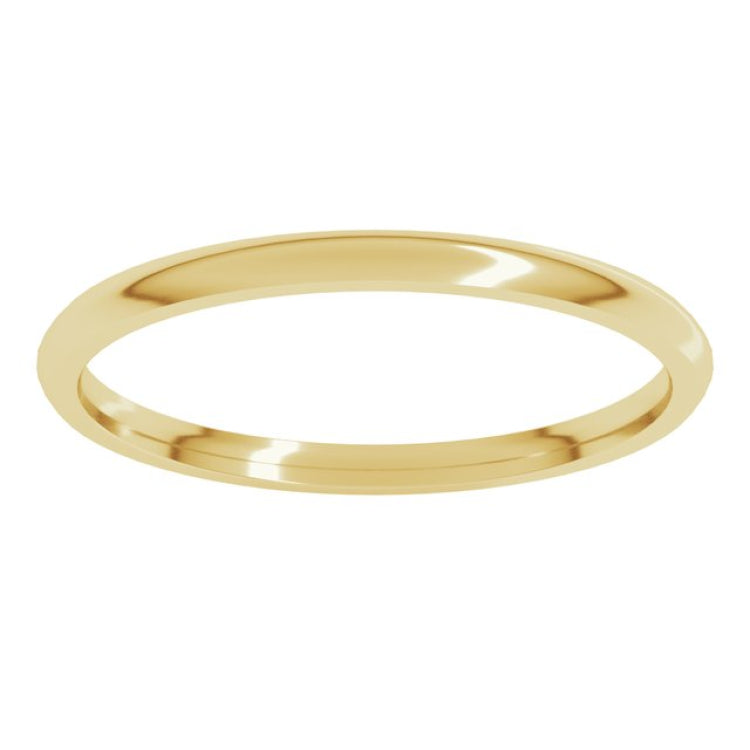 18K Yellow Gold 1.5 mm Lightweight Comfort-Fit Half Round Band Size 6.5