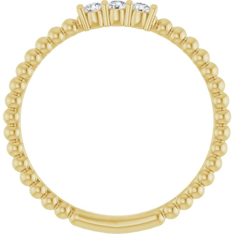 14K Yellow Gold 1/10 CTW Natural Diamond Beaded Ring