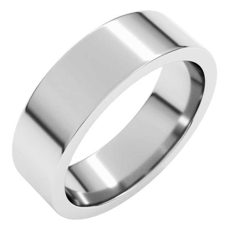 10K White Gold 6 mm Comfort-Fit Flat Band Size 6.5
