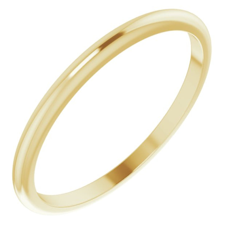 18K Yellow Gold 1.5 mm Half Round Band Size 4.5