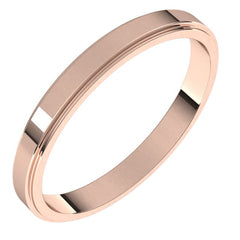 14K Rose Gold 2.5 mm Stepped-Edge Flat Band Size 4
