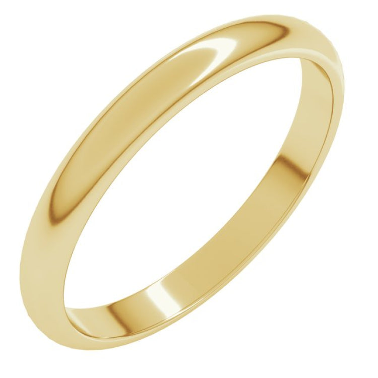 10K Yellow Gold 2.5 mm Half Round Band Size 7.5