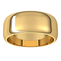 14K Yellow Gold 8 mm Half Round Band Size 9.5