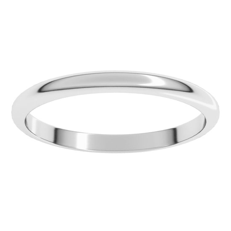 Platinum 2 mm Half Round Band Size 4.5
