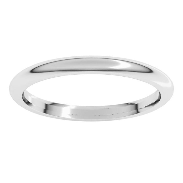 14K White Gold 2 mm Comfort-Fit Half Round Band Size 6.5