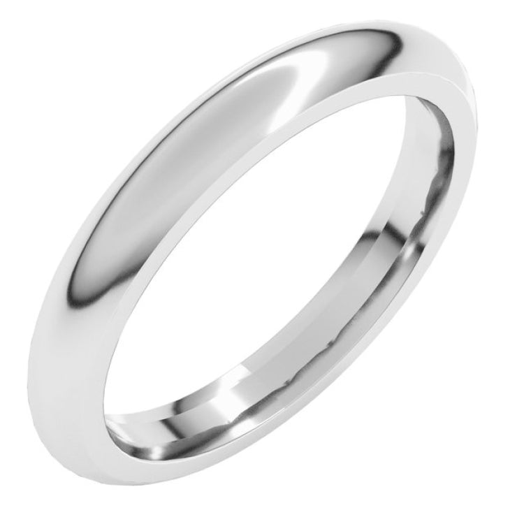 10K White Gold 3 mm Comfort-Fit Half Round Band Size 10