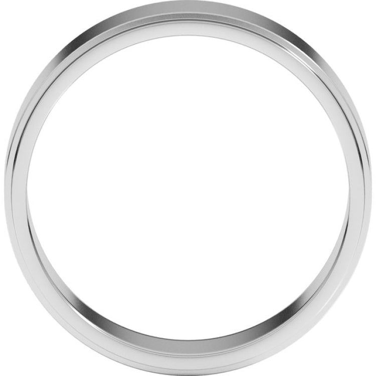 10K White Gold 6 mm Stepped-Edge Flat Band Size 10