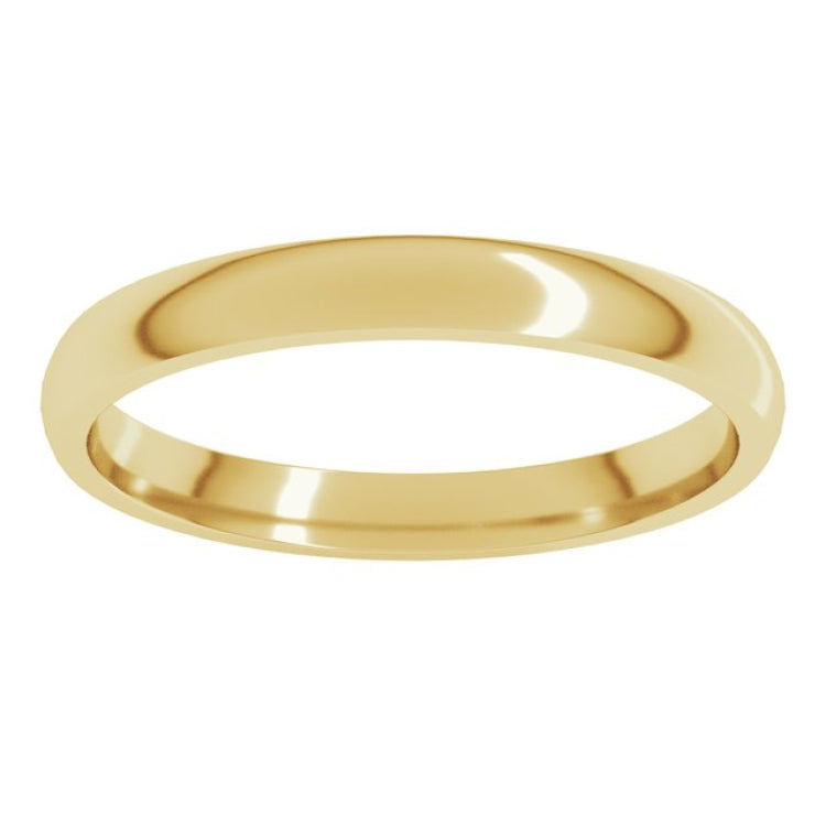14K Yellow Gold 2.5 mm Lightweight Comfort-Fit Half Round Band Size 6.5