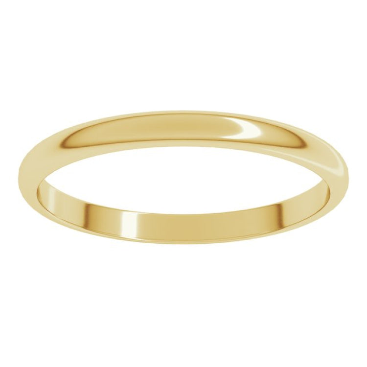 18K Yellow Gold 2 mm Lightweight Half Round Band Size 5.5