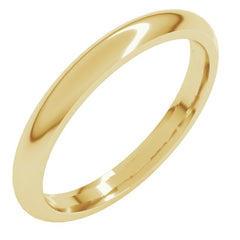 18K Yellow Gold 2.5 mm Comfort-Fit Half Round Band Size 7.5