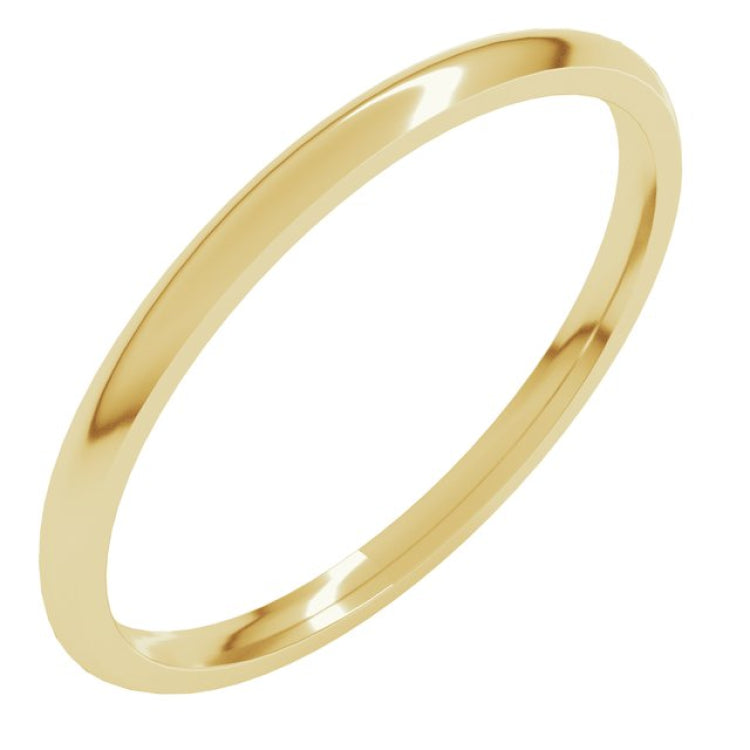 14K Yellow Gold 1.5 mm Lightweight Comfort-Fit Half Round Band Size 4.5