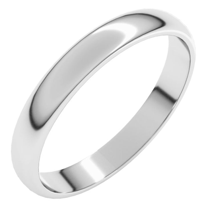 Sterling Silver 3 mm Lightweight Half Round Band Size 4