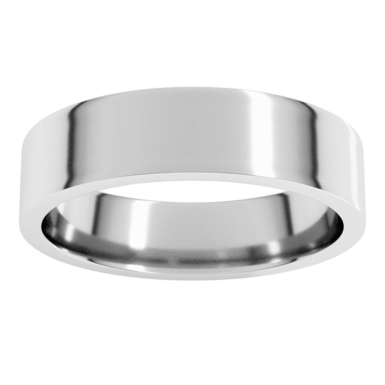 10K White Gold 5 mm Lightweight Comfort-Fit Flat Band Size 6