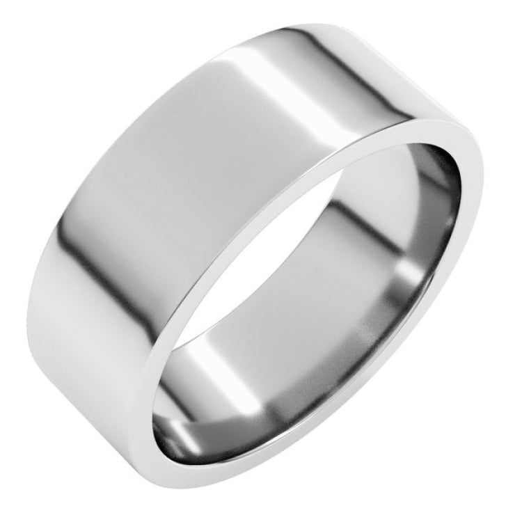 14K White Gold 7 mm Lightweight Comfort-Fit Flat Band Size 9