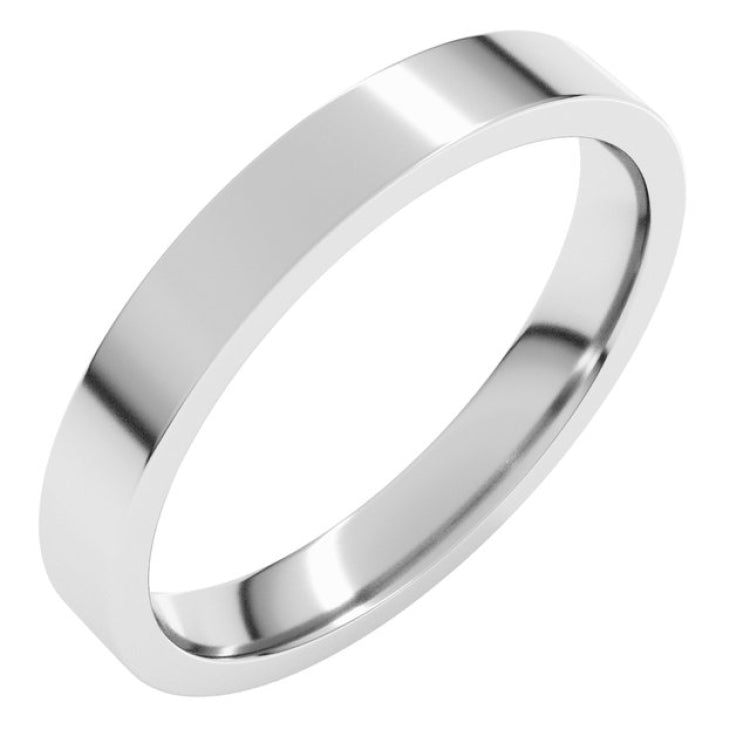 10K White Gold 3 mm Flat Comfort Fit Light Band Size 6