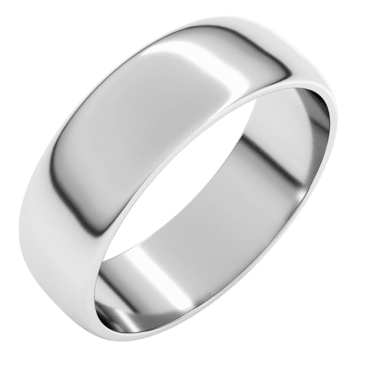 14K White Gold 6 mm Lightweight Half Round Band Size 6