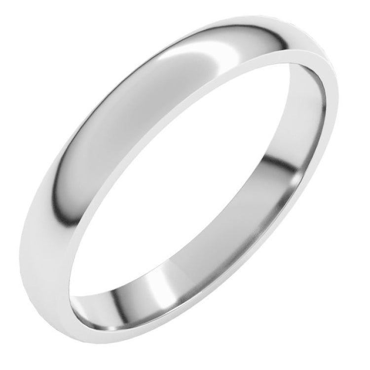 Platinum 3 mm Lightweight Comfort-Fit Half Round Band Size 9