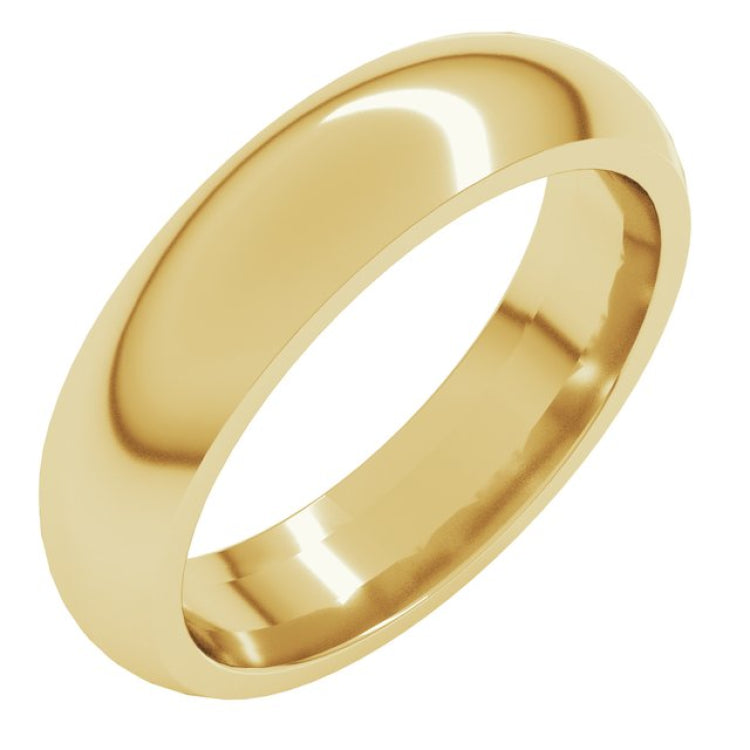 18K Yellow Gold 5 mm Comfort-Fit Half Round Band Size 9.5