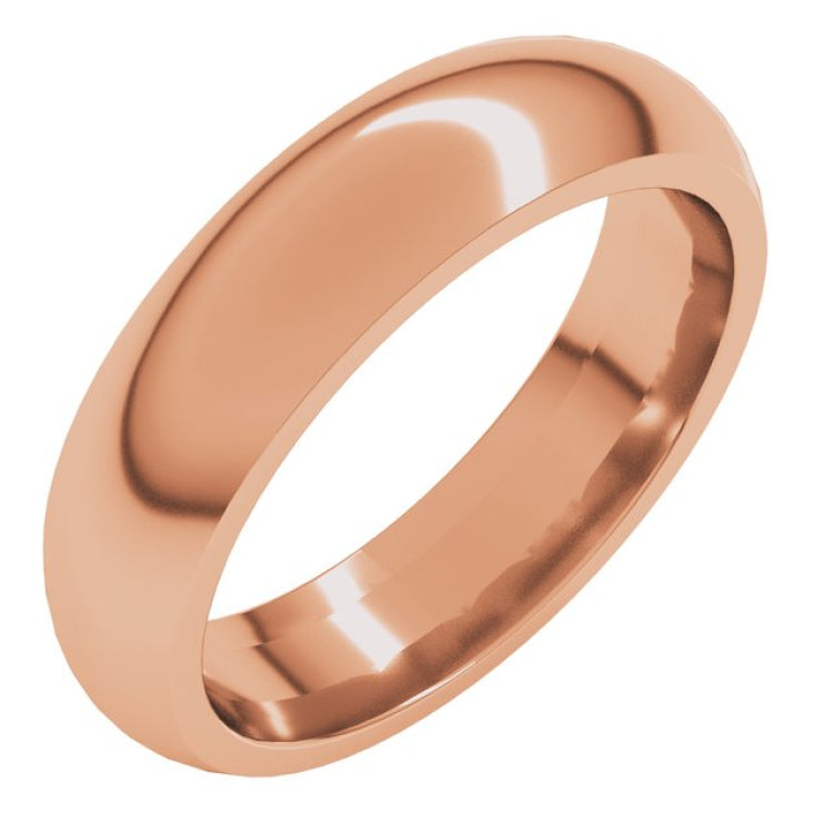 14K Rose Gold 5 mm Comfort-Fit Half Round Band Size 9