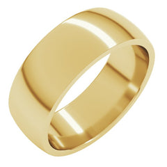 10K Yellow Gold 7 mm Lightweight Comfort-Fit Half Round Band Size 6
