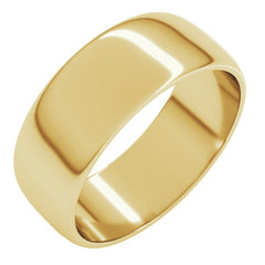 10K Yellow Gold 7 mm Lightweight Half Round Band Size 5.5