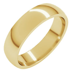 14K Yellow Gold 5 mm Lightweight Comfort-Fit Half Round Band Size 13