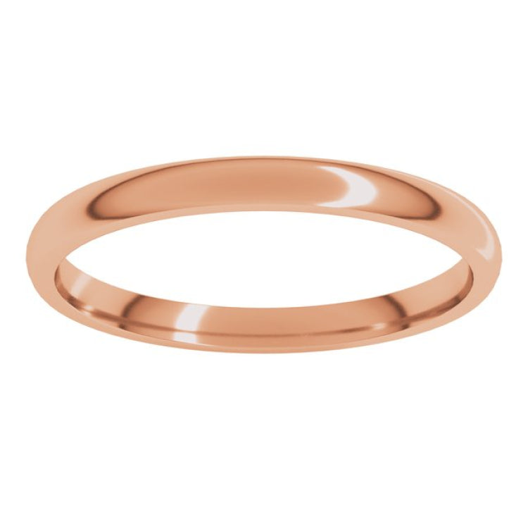 14K Rose Gold 2 mm Lightweight Comfort-Fit Half Round Band Size 5