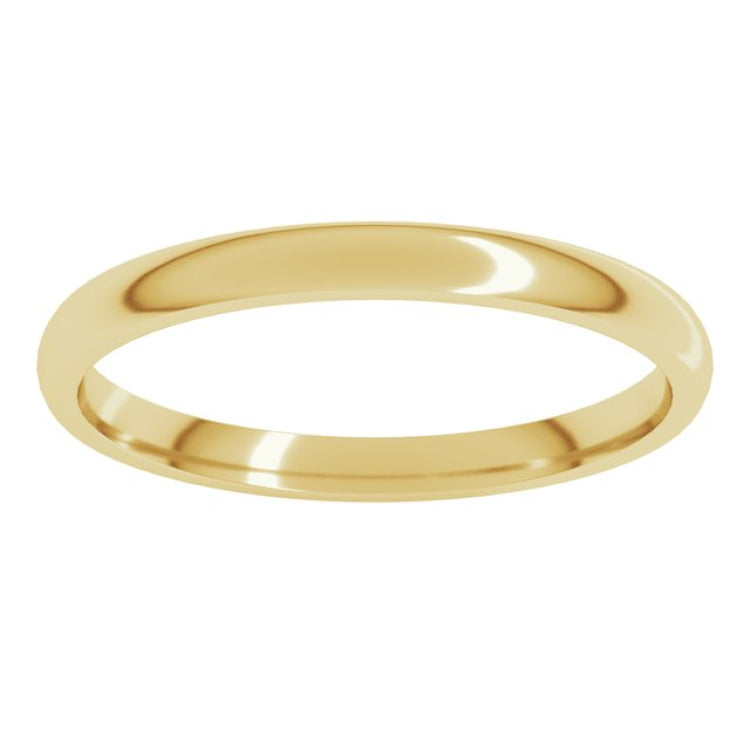 14K Yellow Gold 2 mm Lightweight Comfort-Fit Half Round Band Size 4.5