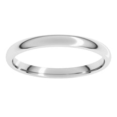 14K White Gold 2 mm Lightweight Comfort-Fit Half Round Band Size 6