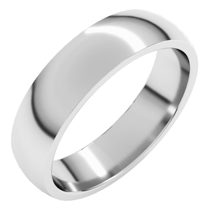 10K White Gold 5 mm Lightweight Comfort-Fit Half Round Band Size 7