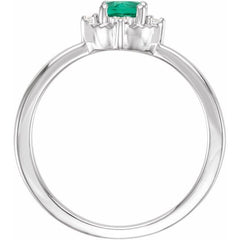 Sterling Silver Lab-Grown Emerald & .04 CTW Natural Diamond Halo-Style Ring