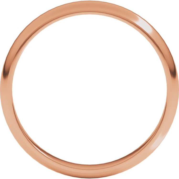 14K Rose Gold 3 mm Half Round Band Size 6