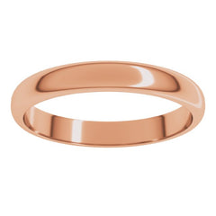 14K Rose Gold 3 mm Half Round Band Size 8.5