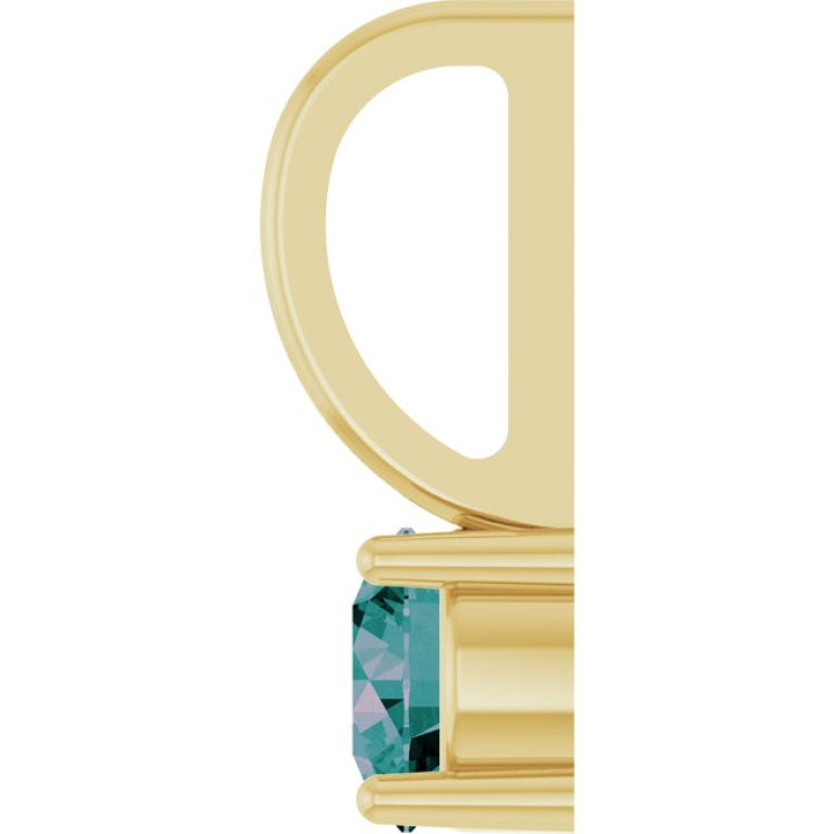 14K Yellow Gold Imitation Alexandrite Solitaire Charm/Pendant