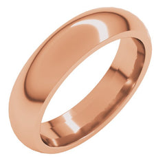 14K Rose Gold 5 mm Comfort-Fit Half Round Band Size 8