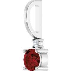 14K White Gold Natural Mozambique Garnet & .015 CT Natural Diamond Charm/Pendant