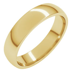 14K Yellow Gold 4.5 mm Lightweight Comfort-Fit Half Round Band Size 7.5