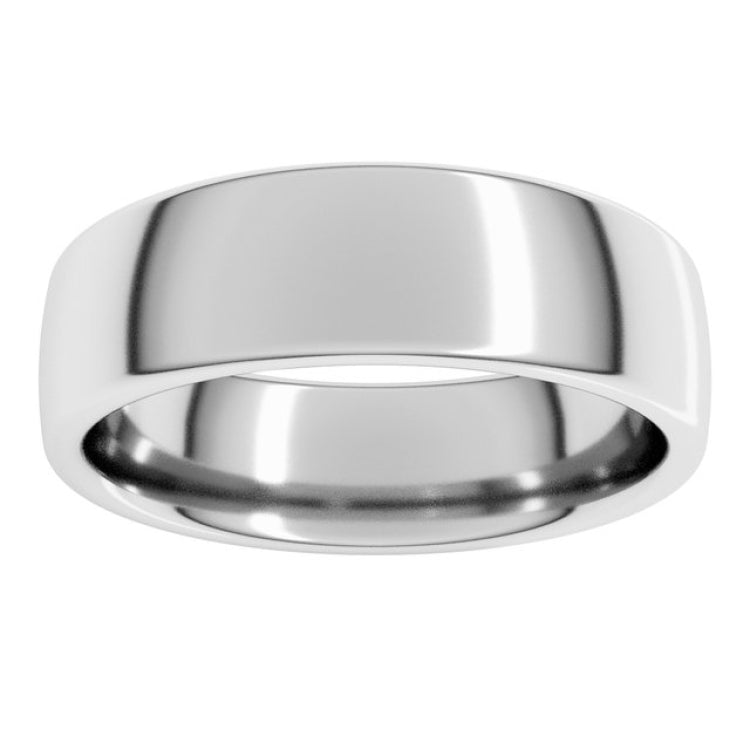 14K White Gold 6 mm Comfort-Fit European-Style Band Size 10