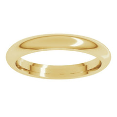 14K Yellow Gold 3 mm Comfort-Fit Half Round Band Size 8