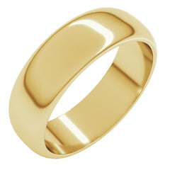 18K Yellow Gold 6 mm Half Round Band Size 8