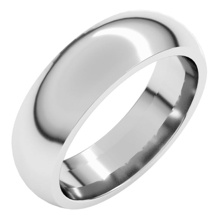 14K White Gold 6 mm Comfort-Fit Half Round Band Size 9.5