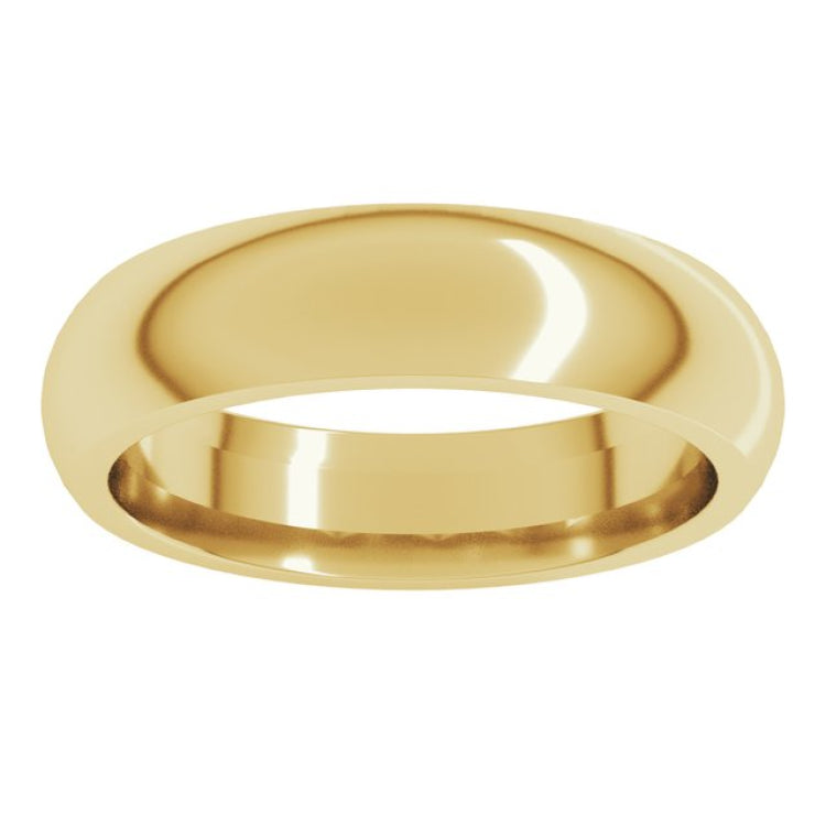 14K Yellow Gold 5 mm Comfort-Fit Half Round Band Size 7.5