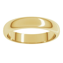 14K Yellow Gold 4 mm Half Round Band Size 12.5