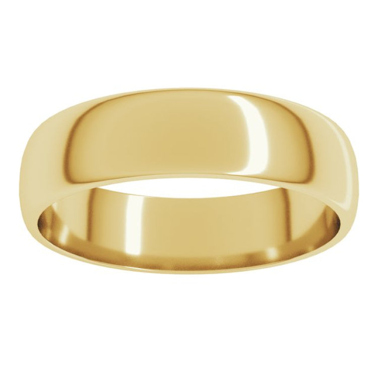14K Yellow Gold 5 mm Lightweight Half Round Band Size 11