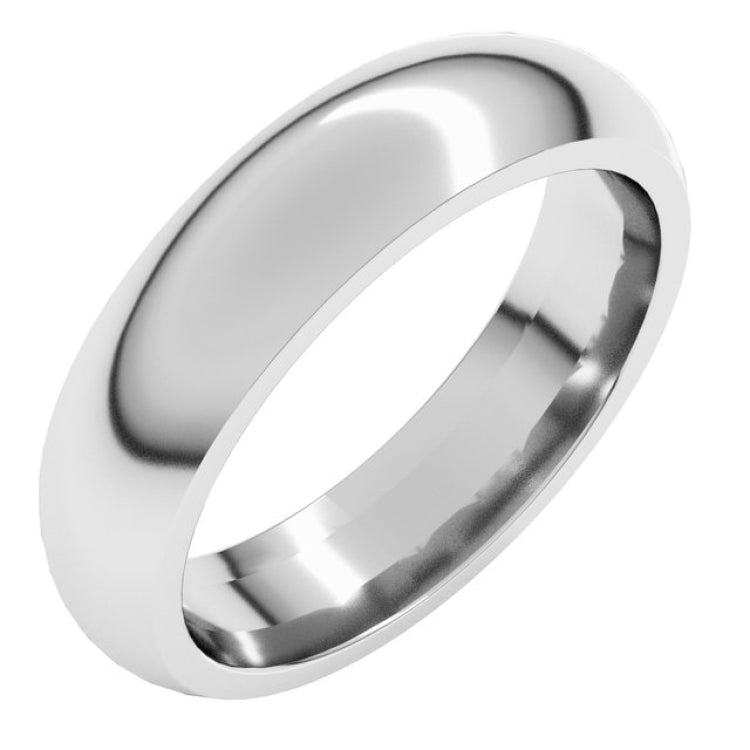 18K White Gold 5 mm Comfort-Fit Half Round Band Size 10