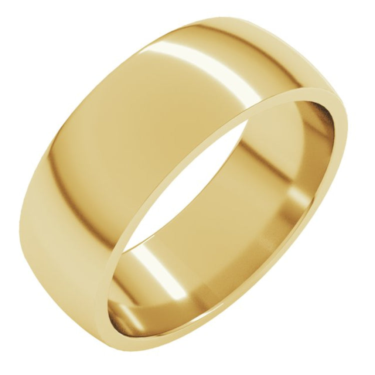 14K Yellow Gold 7 mm Lightweight Comfort-Fit Half Round Band Size 10.5